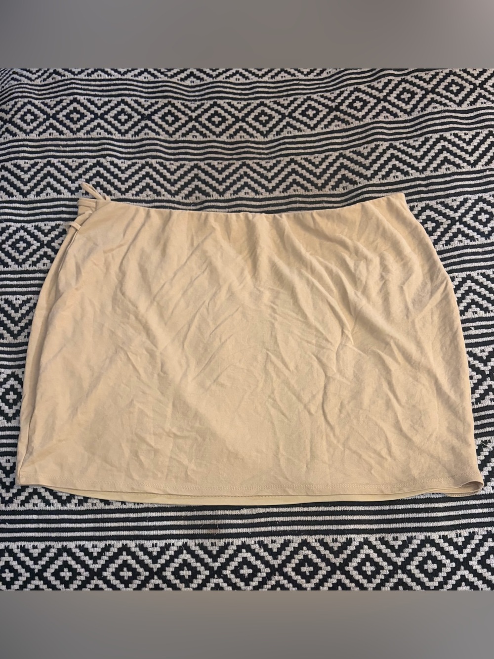And now this Beige Tie-Detail faux Wrap Mini Skirt - Picture 5 of 5